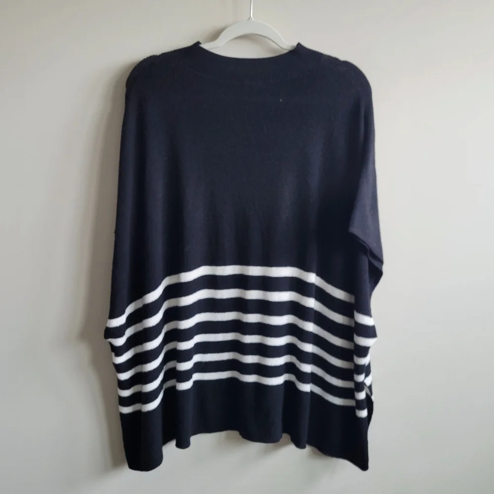 J.Crew Pullover Stripe Poncho Black /‎ White